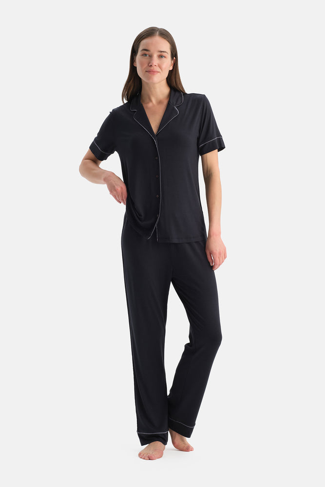 BİYE DETAYLI SİROVİSKON GÖMLEK PANTOLON TAKIM