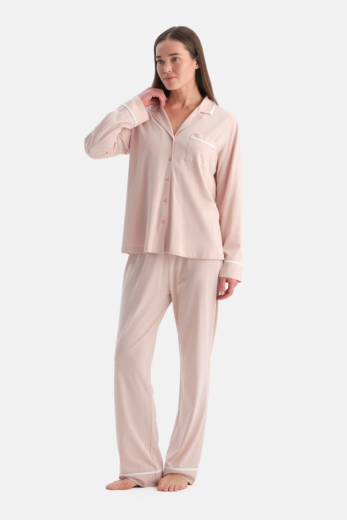 BİYELİ PAMUK MODAL GÖMLEK PANTOLON TAKIM