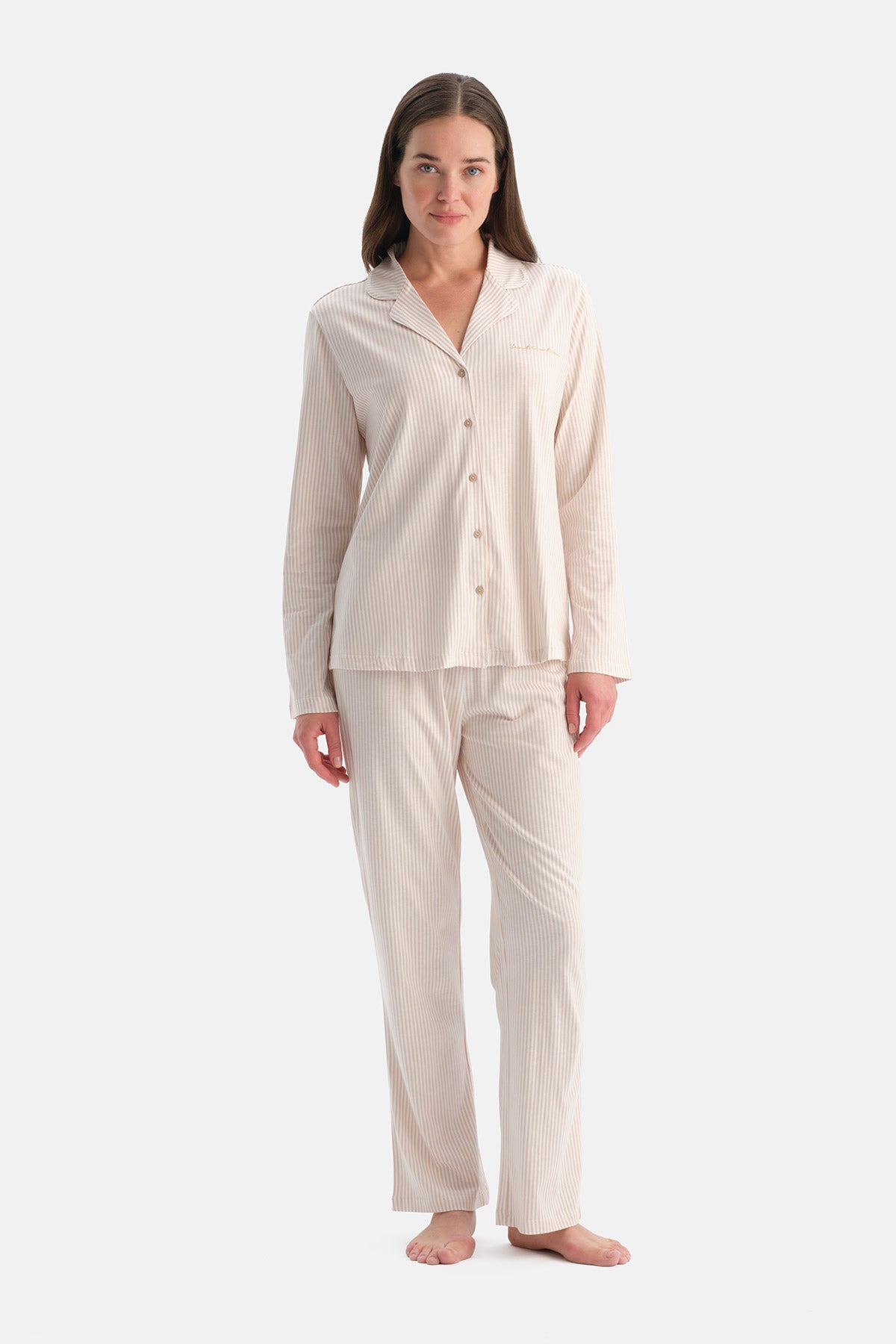 ÇİZGİLİ PAMUK MODAL GÖMLEK PANTOLON TAKIM