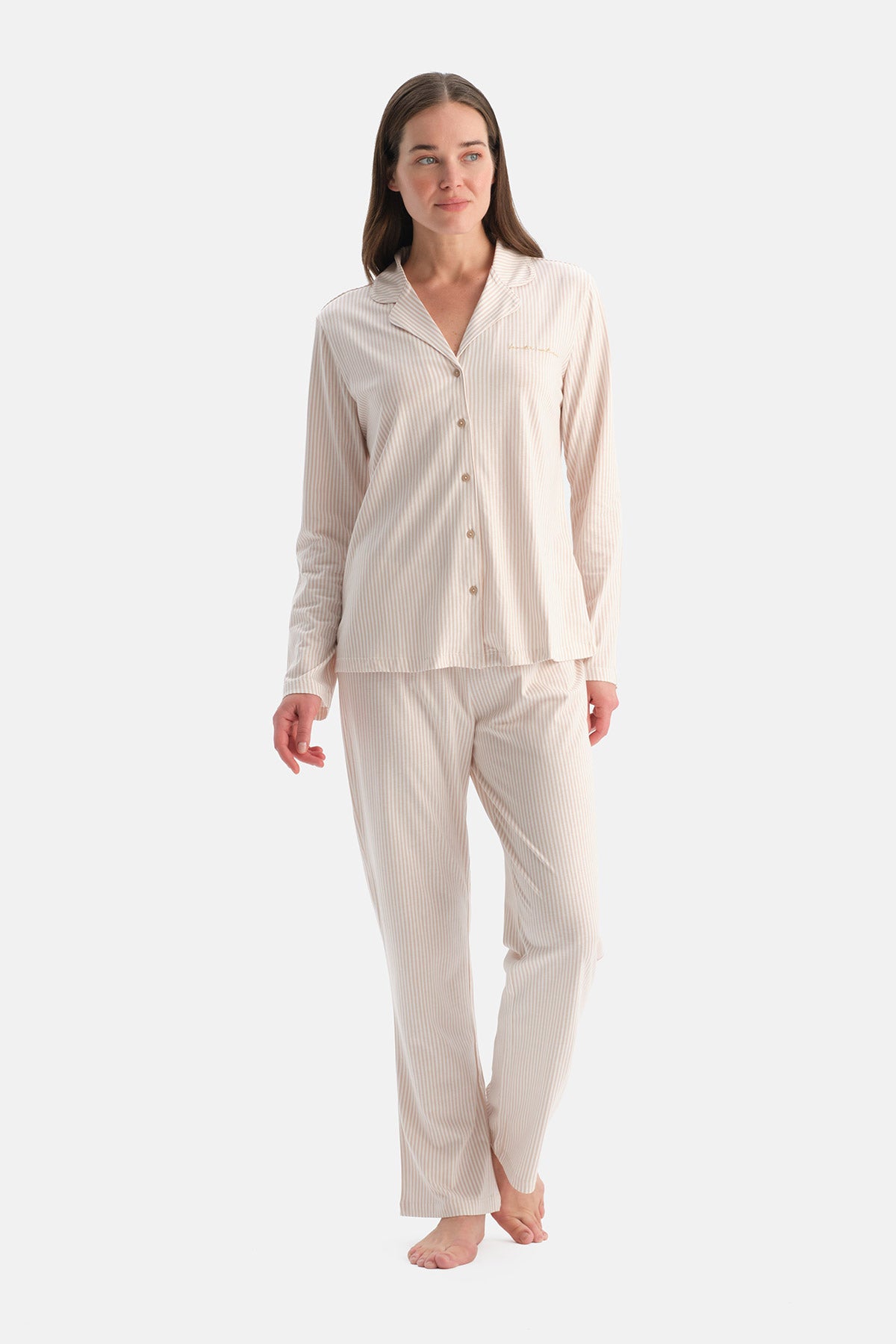 ÇİZGİLİ PAMUK MODAL GÖMLEK PANTOLON TAKIM