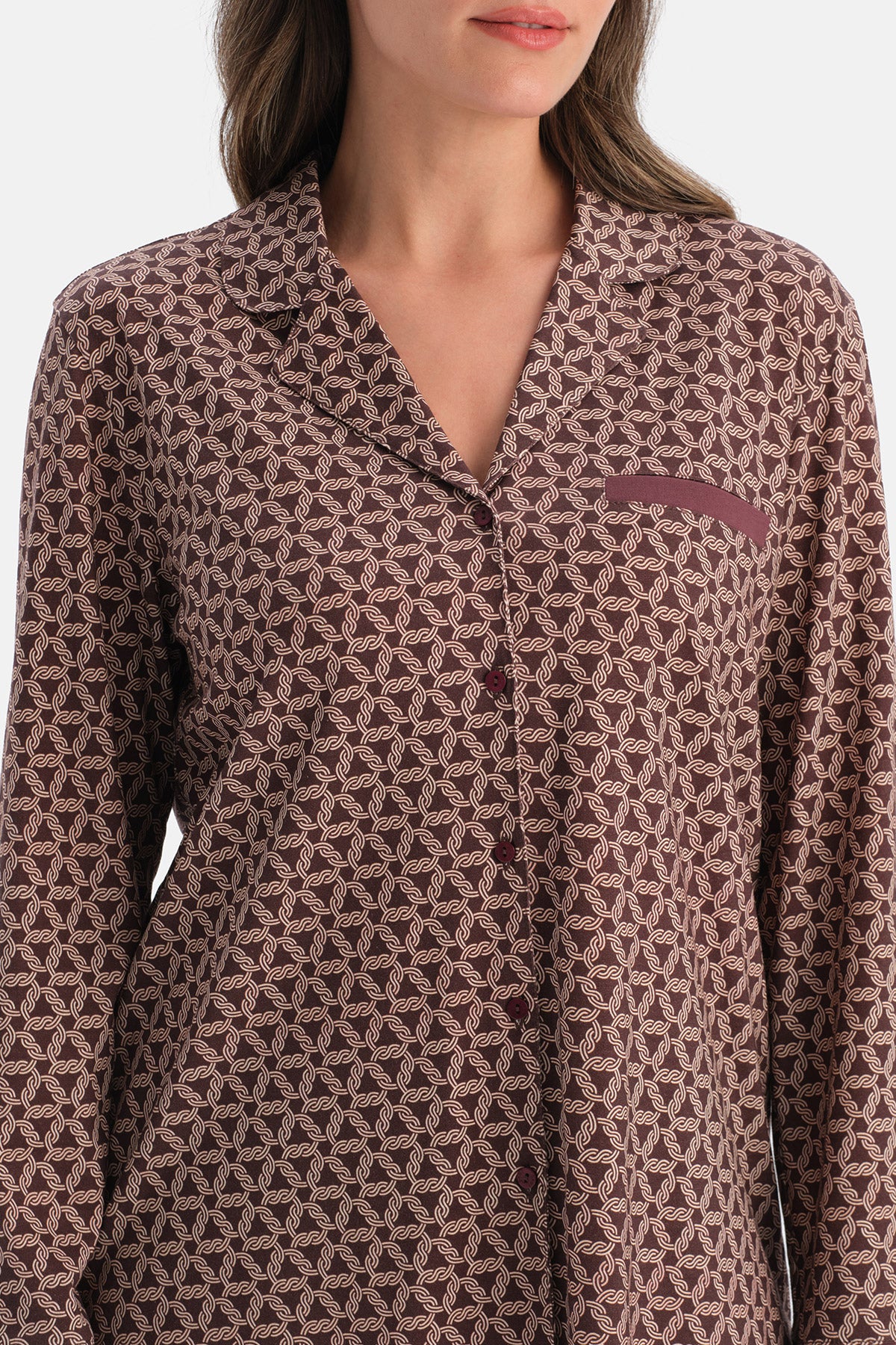 GEOMETRİK DESENLİ PAMUK MODAL GÖMLEK PANTOLON TAKIM