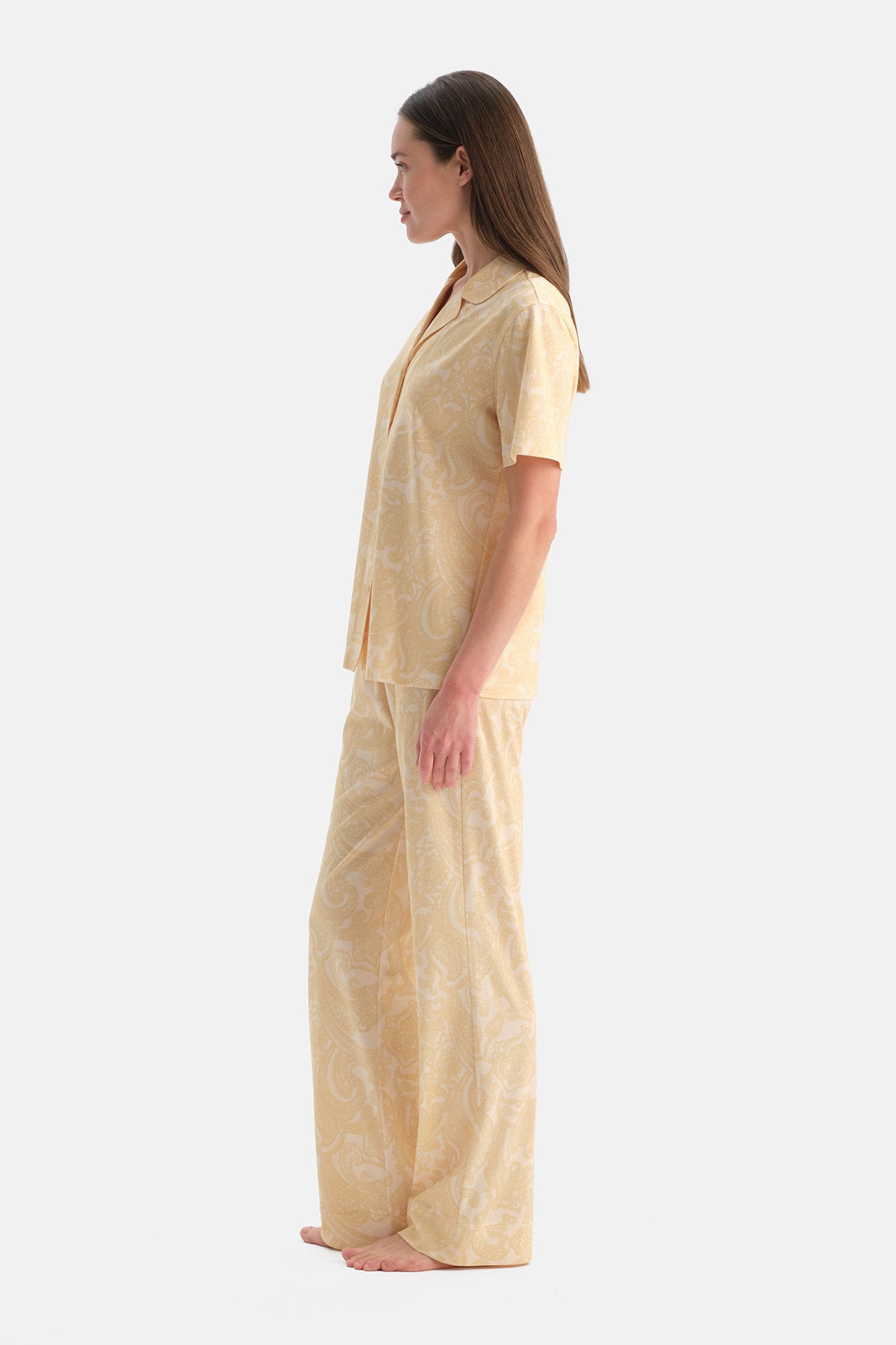 ŞAL DESENLİ PAMUK MODAL GÖMLEK PANTOLON TAKIM