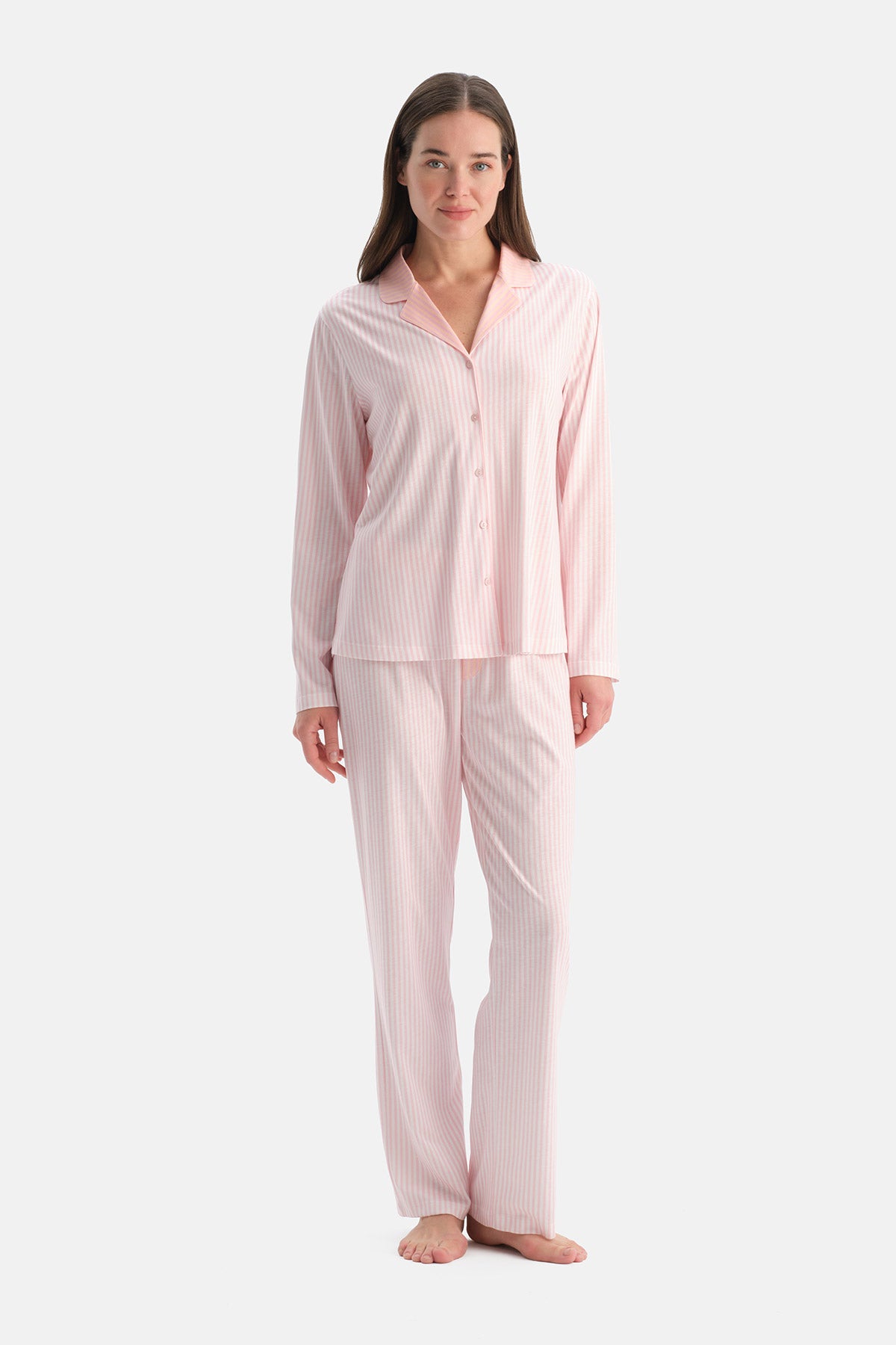 ÇİZGİLİ PAMUK MODAL GÖMLEK PANTOLON TAKIM