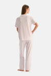 Açık Pembe Modal Ribana Gömlek Pantolon Pijama Takımı