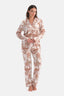 Açık Pembe Şal Desenli Penye Modal Gömlek Pantolon Pijama Takımı