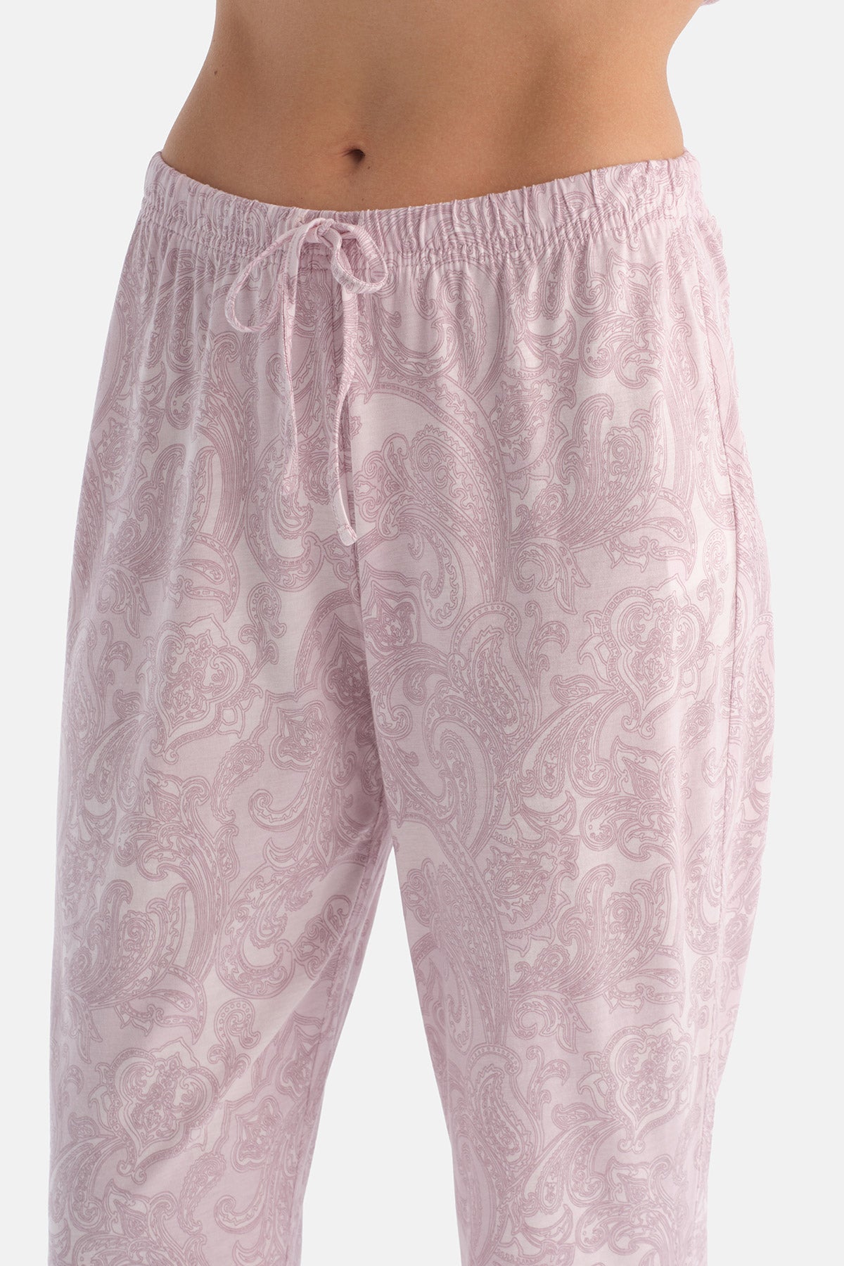 Açık Pembe Şal Desenli Gömlek Pantolon Takım