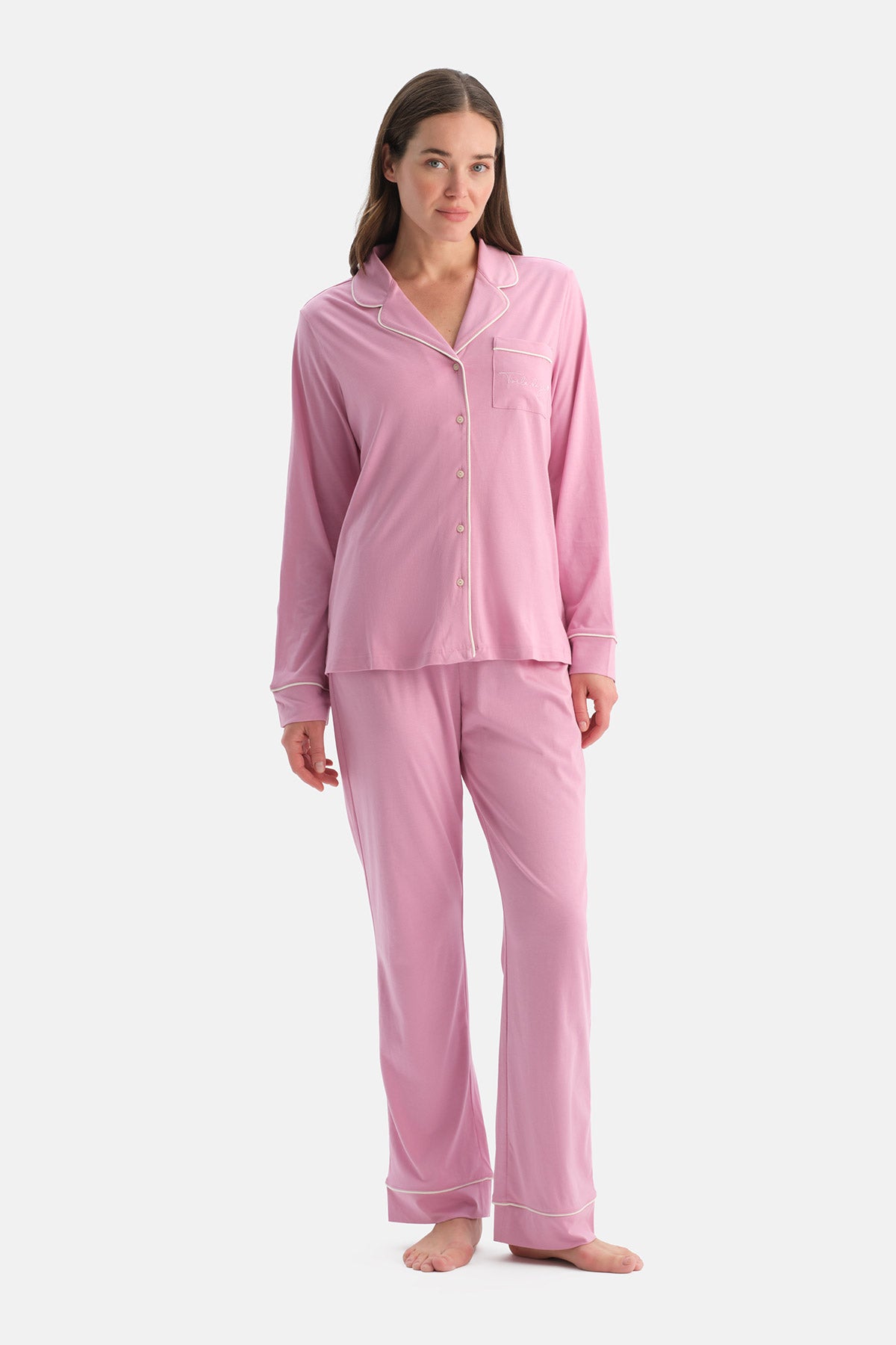 BİYELİ PAMUK MODAL GÖMLEK PANTOLON TAKIM