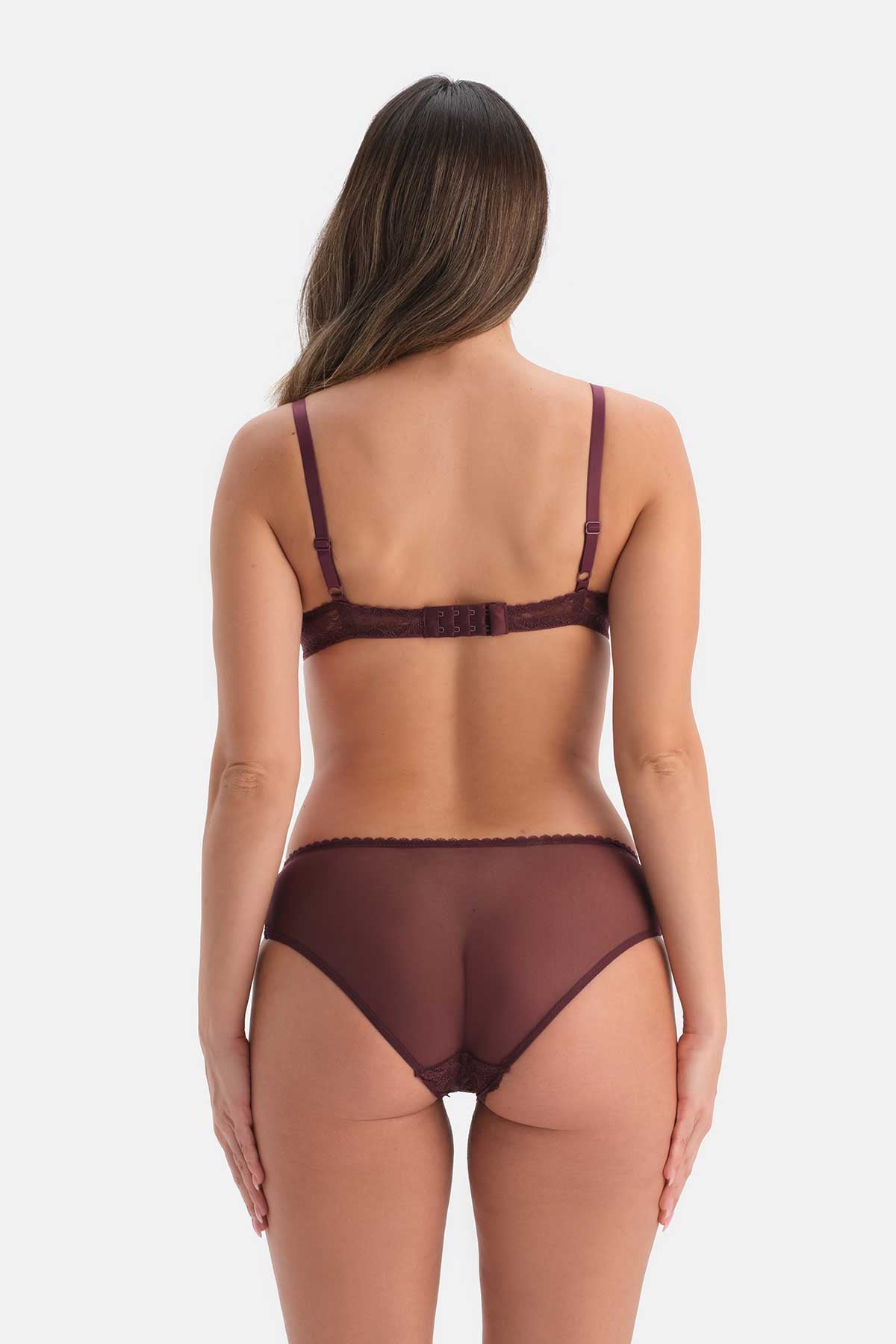 Bordo Dantel Detaylı Sütyen