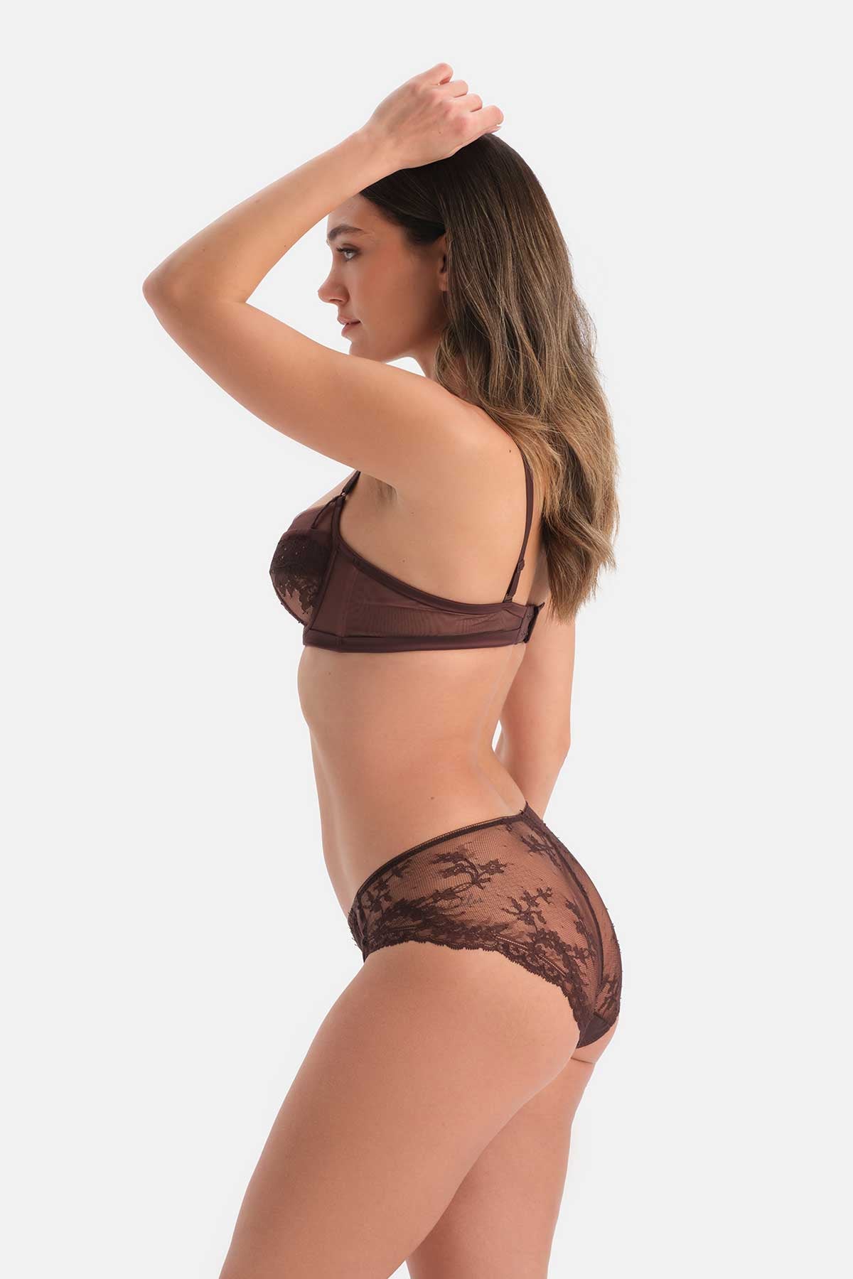Kahverengi Dantel Detaylı Sütyen