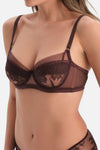 Kahverengi Dantel Detaylı Sütyen