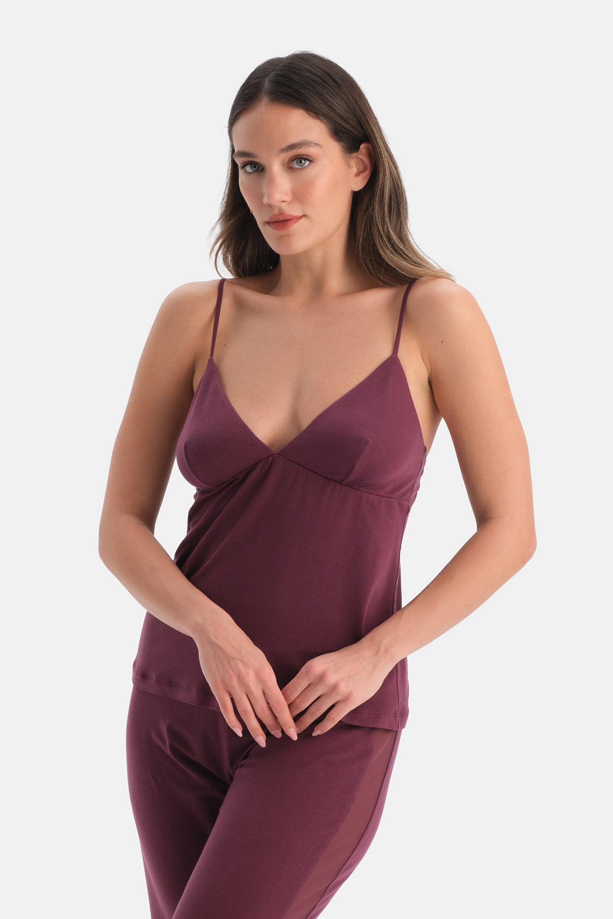 Bordo Dantel Detaylı Sütyen