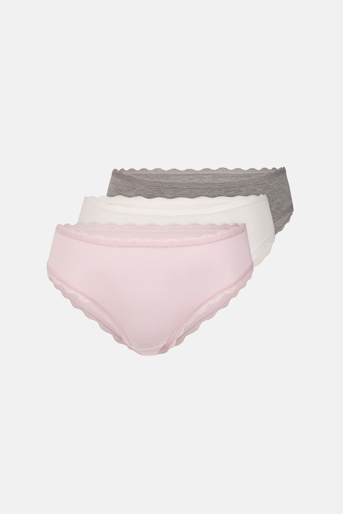 3'LÜ BEL VE PAÇA DANTEL DETAYLI DÜZ HIPSTER KÜLOT