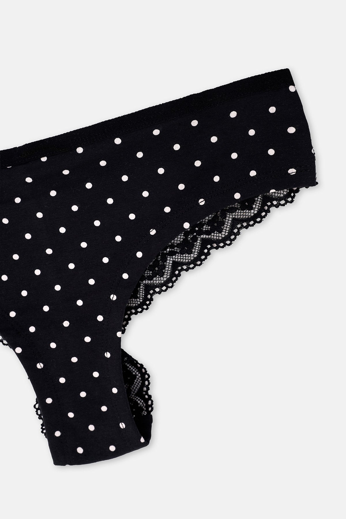 Ekru-Siyah Kadın 3'lü Desenli Brazilian Külot