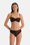 Kahverengi Straplez Bikini Üst
