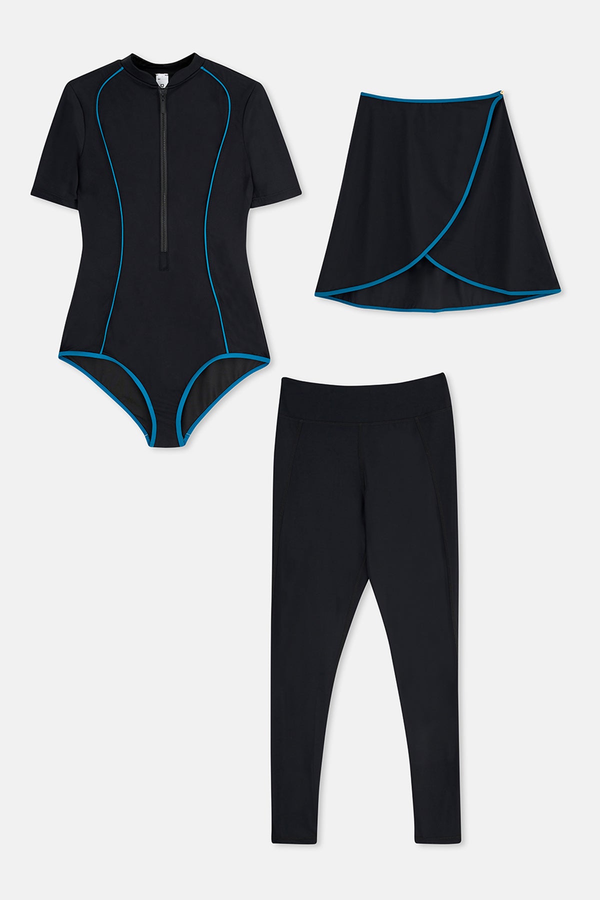 Siyah Fermuarlı 3 Parçalı Set