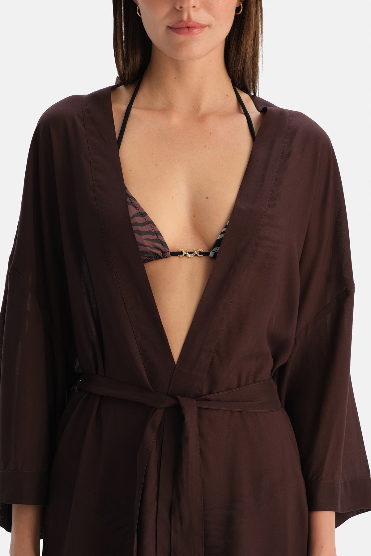 Kahverengi Kahverengi Kısa Kimono 26SW44297DK_331 | Dagi