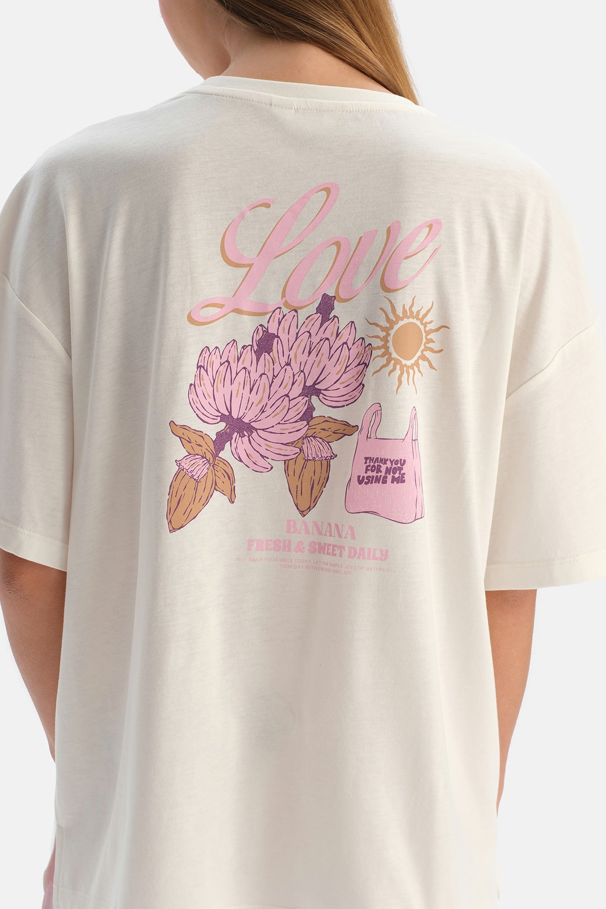 Ekru Baskı Detaylı Kısa Kollu Tişört Pantolon Takım