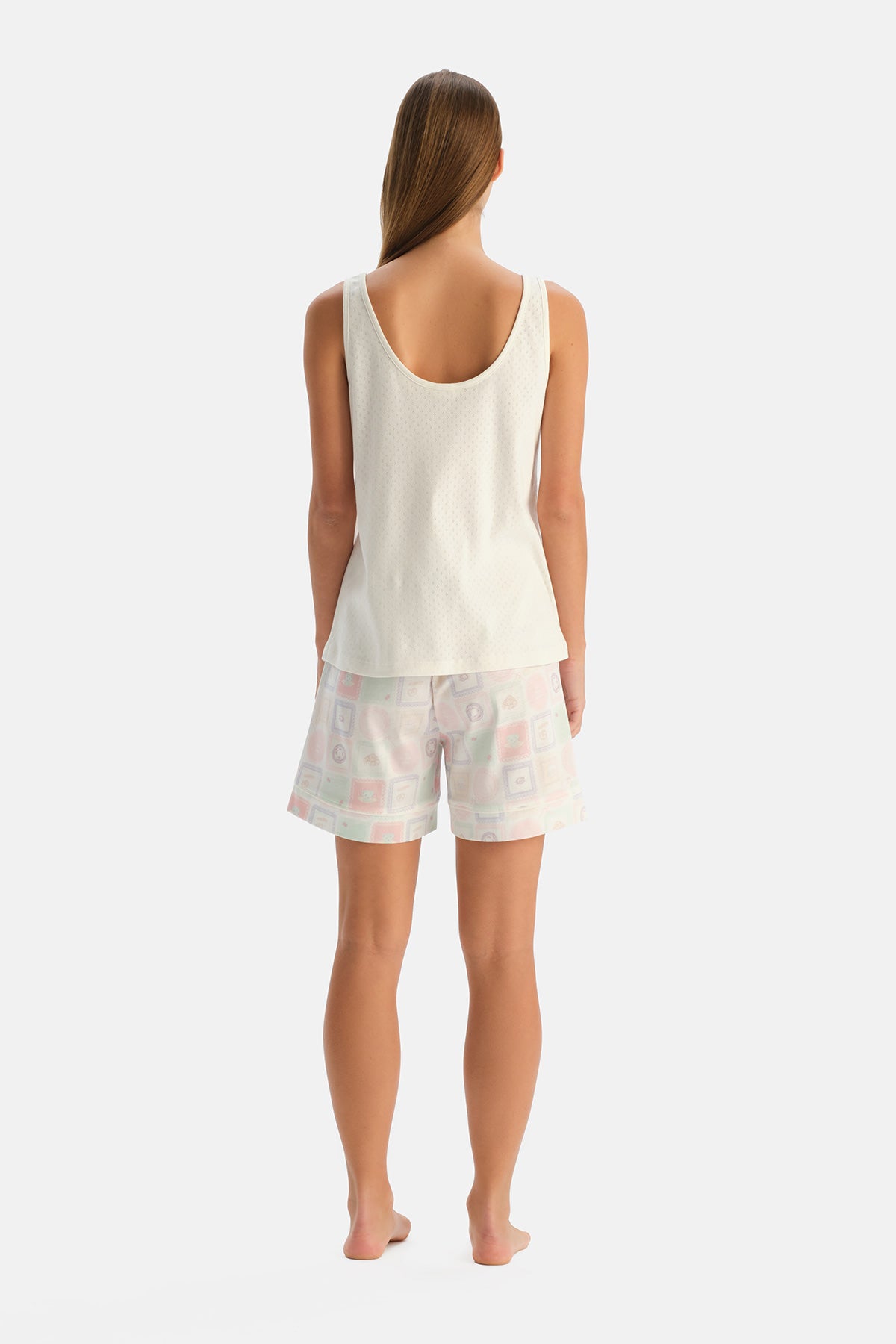 Ekru Kalın Askılı Atlet Şort Takım