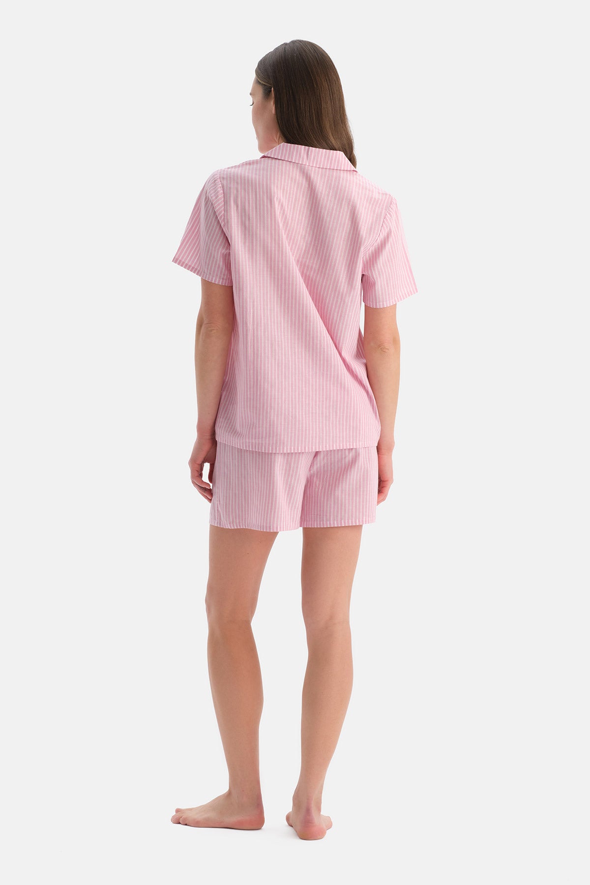 ÇİZGİLİ DOKUMA GÖMLEK ŞORT TAKIM