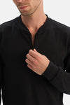 Siyah Yarım Fermuarlı Sweatshirt