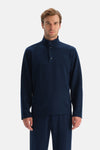 Lacivert Çıtçıt Yaka Sweatshirt