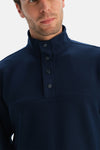 Lacivert Çıtçıt Yaka Sweatshirt