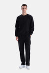 Siyah Bis Yaka Ribana Detaylı Sweatshirt