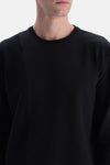 Siyah Bis Yaka Ribana Detaylı Sweatshirt