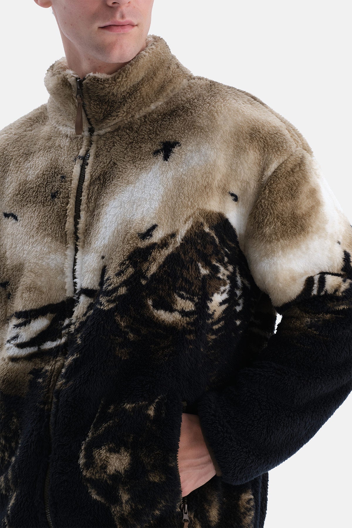 Haki Dağ Manzaralı Sweatshirt