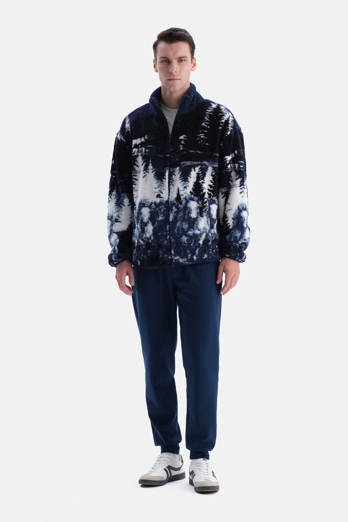Lacivert Orman Manzaralı Sweatshirt