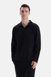Siyah Polo Yaka Sweatshirt
