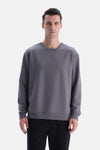 Antrasıt Bis Yaka Pamuklu Sweatshirt