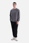 Antrasıt Bis Yaka Pamuklu Sweatshirt