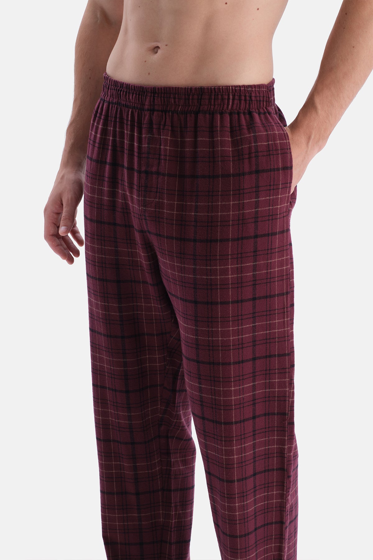 Bordo Ekose Flanel Gömlek Pantolon Takım