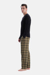 Haki Ekose Flanel Pantolon