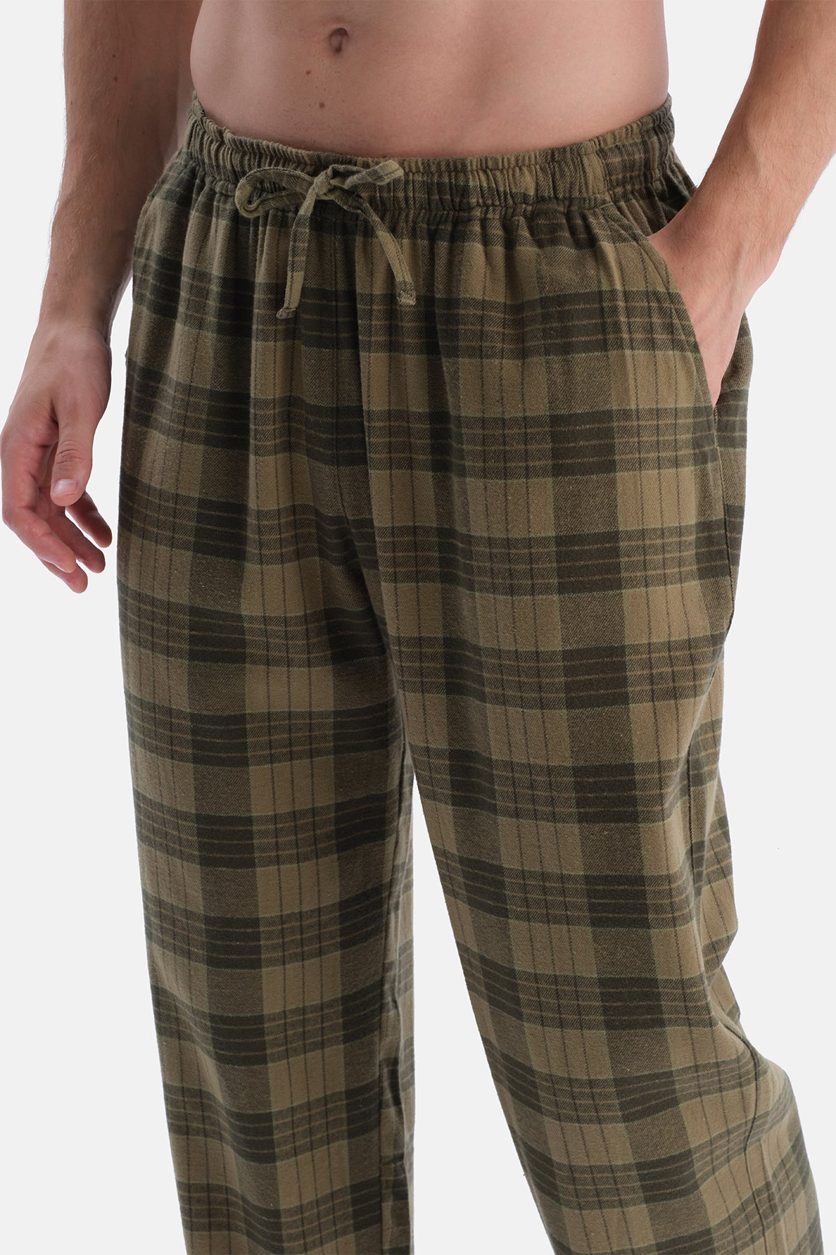 Haki Ekose Flanel Pantolon