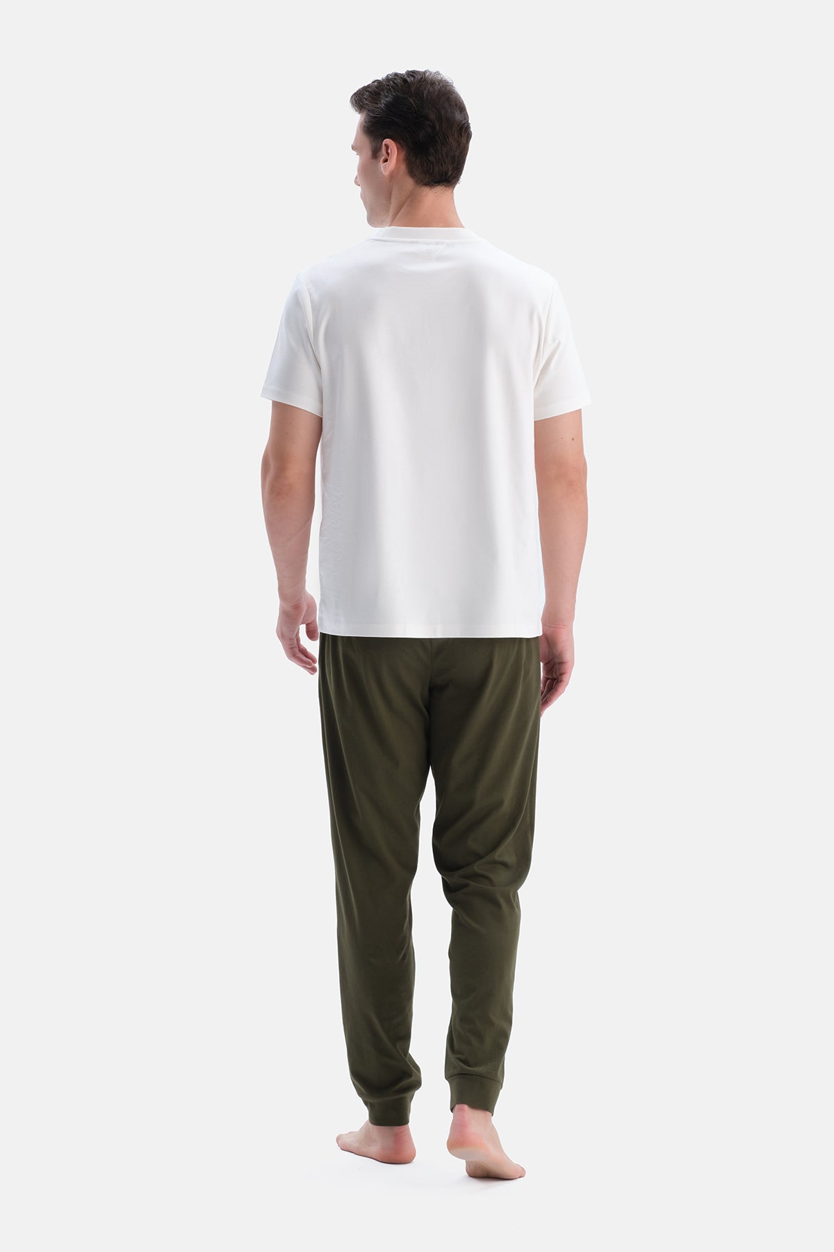 Haki-Siyah İkili Jogger Paça Pamuk Pantolon