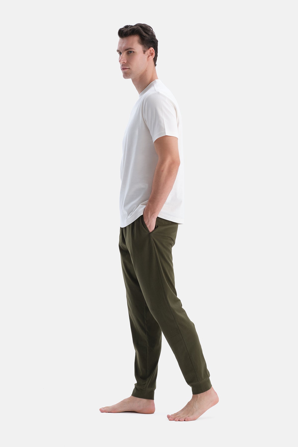 Haki-Siyah İkili Jogger Paça Pamuk Pantolon