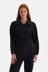 Siyah Şardonlu Modal Bel Büzgülü Sweatshirt