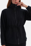 Siyah Şardonlu Modal Bel Büzgülü Sweatshirt