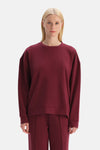 Bordo Yan Çıtçıt Detaylı Sweatshirt