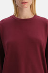 Bordo Yan Çıtçıt Detaylı Sweatshirt