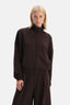 Koyu Kahve Çizgi Detaylı Fermuarlı Sweatshirt