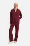 Bordo Örgü Detaylı Polo Yaka Bluz