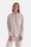 Ekru Melanj Kapşonlu Kalın Rib Sweatshirt