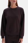 Kahverengi Bisiklet Yaka Cropped Sweatshirt