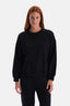 Siyah Bisiklet Yaka Cropped Sweatshirt