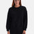 Siyah Bisiklet Yaka Cropped Sweatshirt