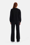 Siyah Bisiklet Yaka Cropped Sweatshirt