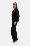 Siyah Bisiklet Yaka Cropped Sweatshirt